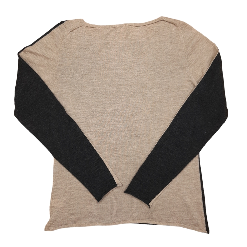 Celtic & Co Womens Fine Knit Merino Jumper Size Small Charcoal Beige Colourblock - Picture 9 of 15